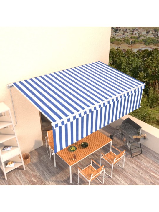 Izvelkama markīze ar žalūziju, 5x3 m, manuāla, zili balta