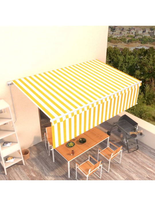 Izvelkama markīze ar žalūziju, 5x3 m, manuāla, dzelteni balta