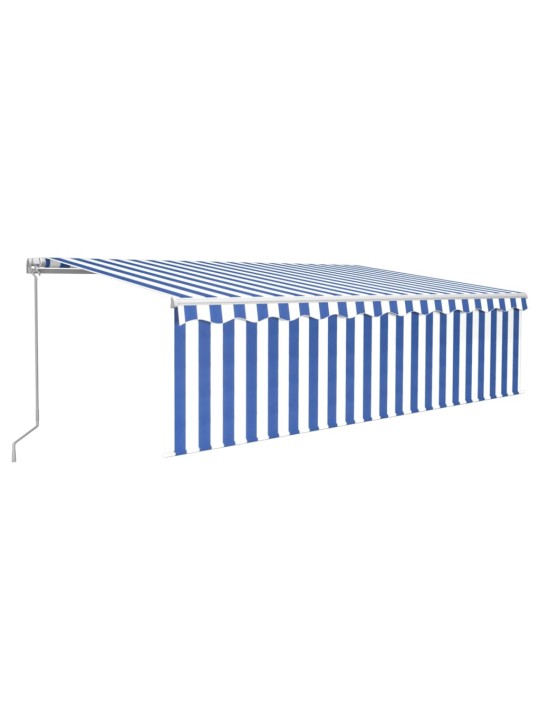 Izvelkama markīze ar žalūziju, led, 5x3 m, manuāla, zili balta
