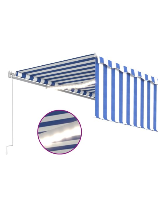 Izvelkama markīze ar žalūziju, led, 5x3 m, manuāla, zili balta