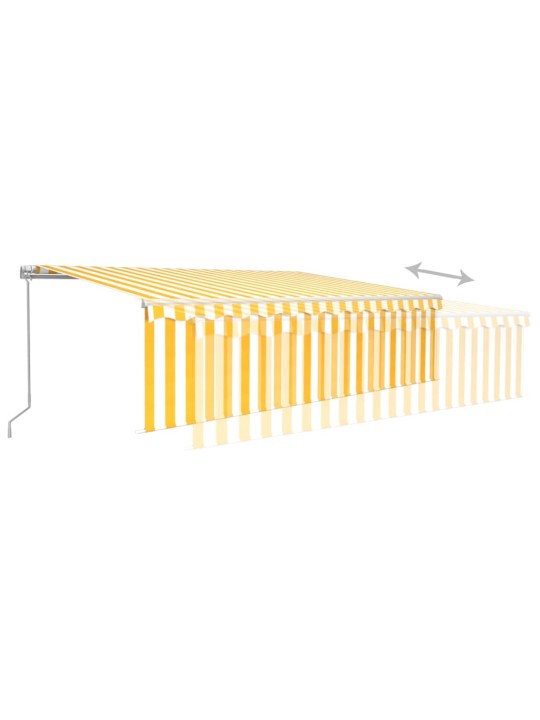 Izvelkama markīze ar žalūziju, led, 5x3m, manuāla, dzeltenbalta