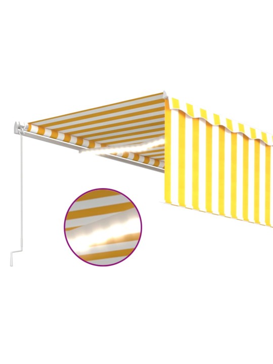 Izvelkama markīze ar žalūziju, led, 5x3m, manuāla, dzeltenbalta