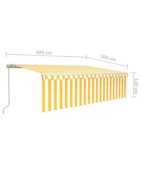 Izvelkama markīze ar žalūziju, led, 5x3m, manuāla, dzeltenbalta