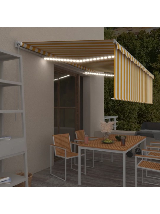 Izvelkama markīze ar žalūziju, led, 5x3m, manuāla, dzeltenbalta