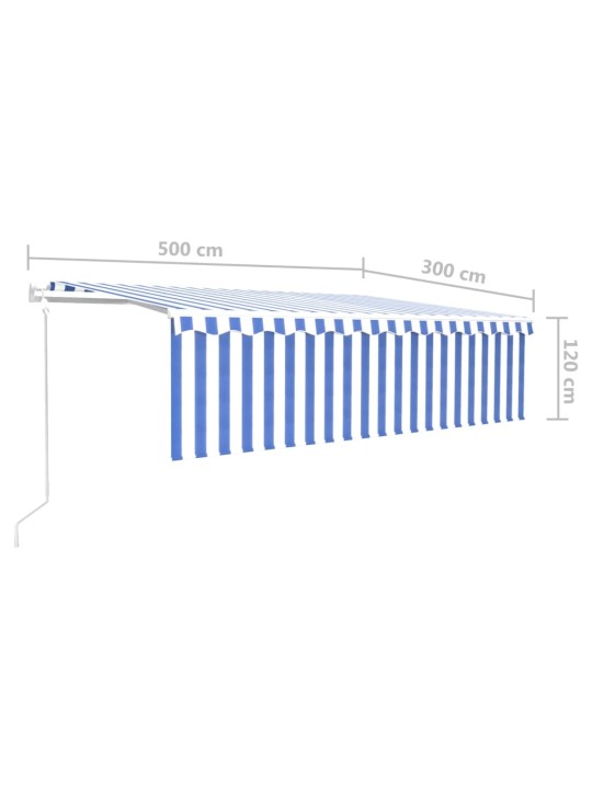Izvelkama markīze ar žalūziju, 5x3 m, automātiska, zili balta