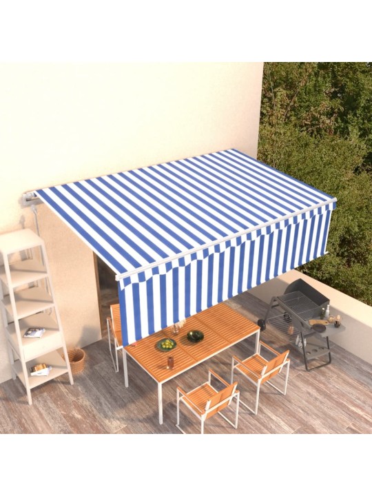 Izvelkama markīze ar žalūziju, 5x3 m, automātiska, zili balta