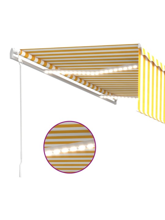 Markīze ar žalūziju, led, vēja sensoru, 5x3 m, dzelteni balta