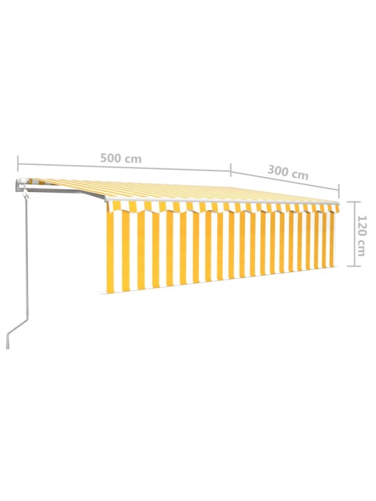 Markīze ar žalūziju, led, vēja sensoru, 5x3 m, dzelteni balta