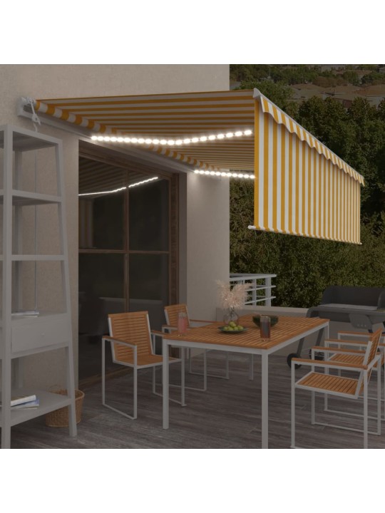 Markīze ar žalūziju, led, vēja sensoru, 5x3 m, dzelteni balta