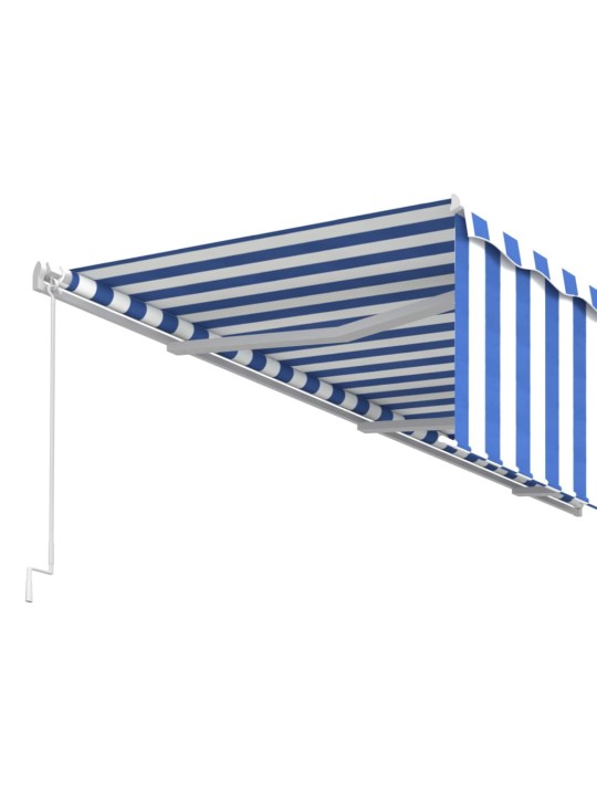 Izvelkama markīze ar žalūziju, 6x3 m, manuāla, zili balta