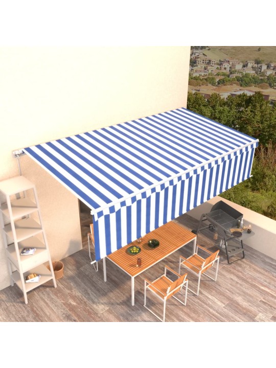 Izvelkama markīze ar žalūziju, 6x3 m, manuāla, zili balta