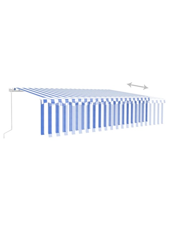 Izvelkama markīze ar žalūziju, led, 6x3 m, manuāla, zili balta