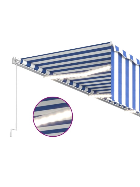 Izvelkama markīze ar žalūziju, led, 6x3 m, manuāla, zili balta