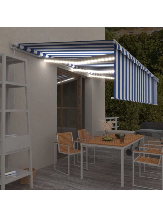 Izvelkama markīze ar žalūziju, led, 6x3 m, manuāla, zili balta