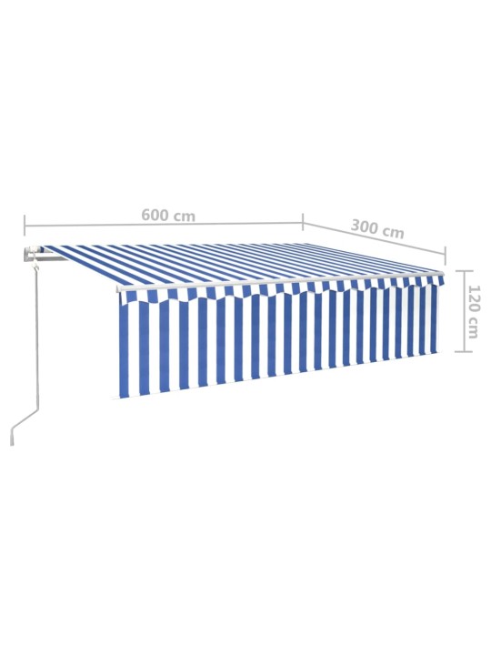 Izvelkama markīze ar žalūziju, 6x3 m, automātiska, zili balta