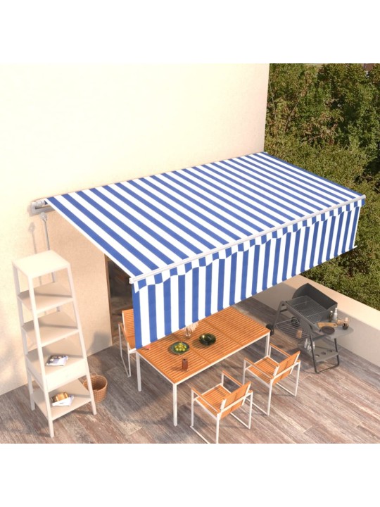 Izvelkama markīze ar žalūziju, 6x3 m, automātiska, zili balta
