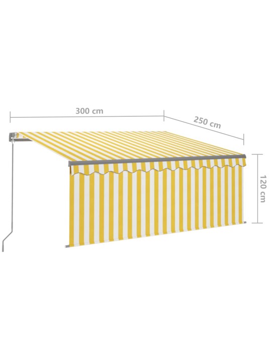 Izvelkama markīze ar žalūziju un led, 3x2,5 m, dzelteni balta