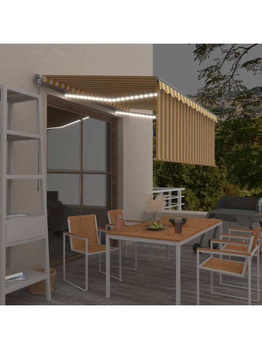 Izvelkama markīze ar žalūziju un led, 3x2,5 m, dzelteni balta