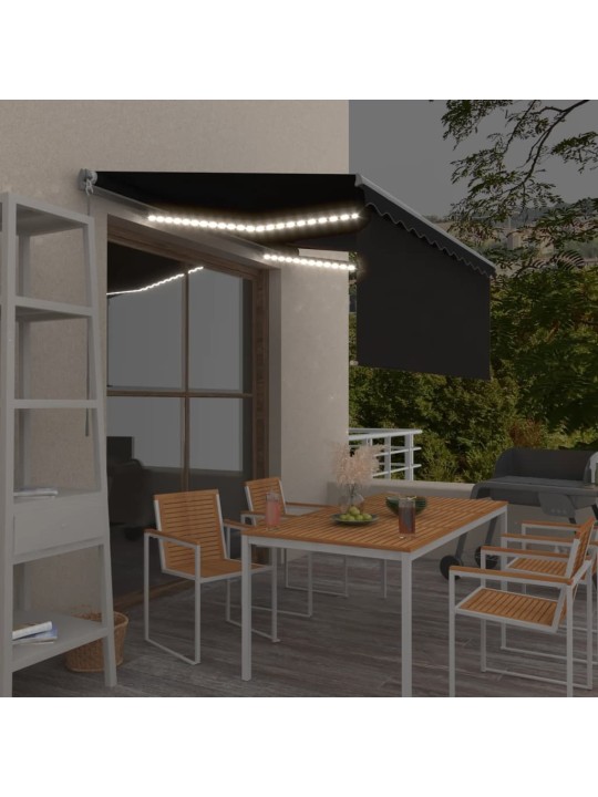 Izvelkama markīze ar žalūziju un led, 3x2,5 m, manuāla, pelēka