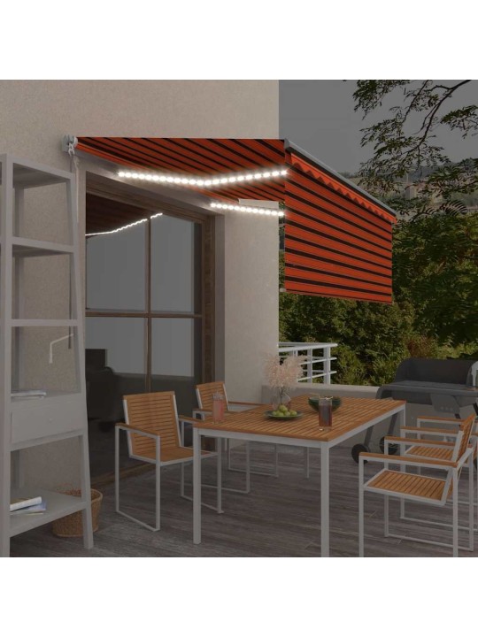 Izvelkama markīze ar žalūziju un led, 3x2,5 m, oranži brūna