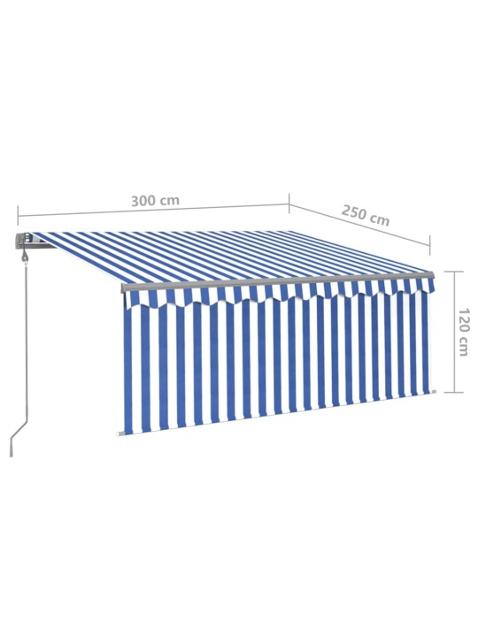 Izvelkama markīze ar žalūziju, 3x2,5 m, automātiska, zili balta