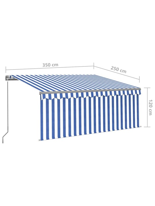 Izvelkama markīze ar žalūziju un led, 3,5x2,5 m, zili balta