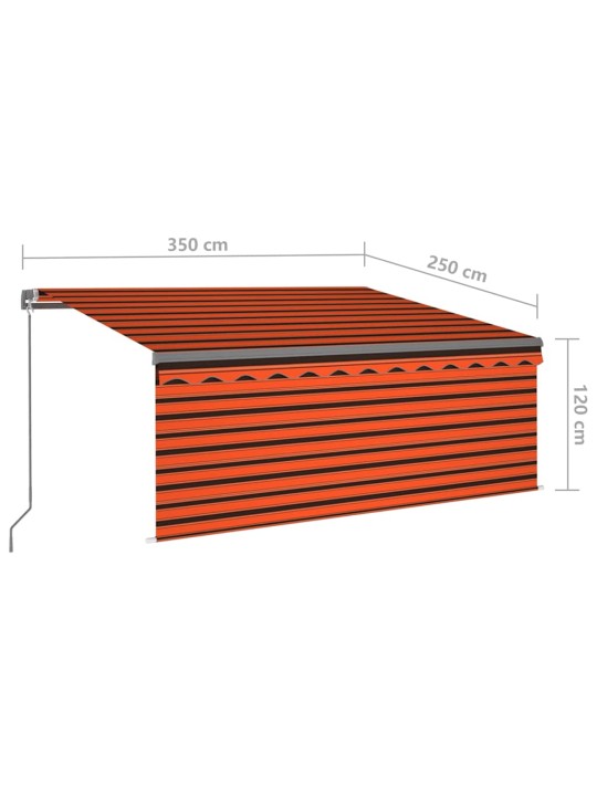Izvelkama markīze ar žalūziju un led, 3,5x2,5 m, oranži brūna