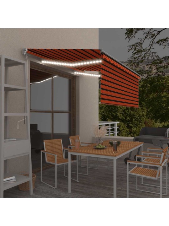 Izvelkama markīze ar žalūziju un led, 3,5x2,5 m, oranži brūna