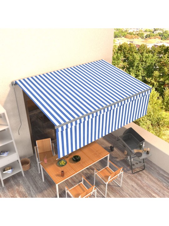 Izvelkama markīze ar žalūziju, 4x3 m, manuāla, zili balta