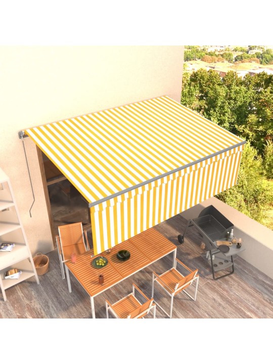Izvelkama markīze ar žalūziju, 4x3 m, manuāla, dzelteni balta