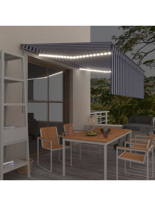 Izvelkama markīze ar žalūziju, led, 4x3 m, manuāla, zili balta