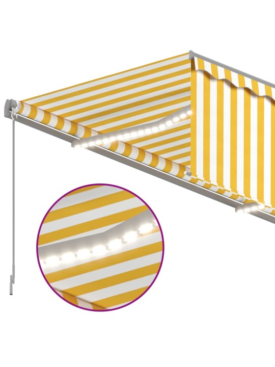 Izvelkama markīze ar žalūziju, led, 4x3m, manuāla, dzeltenbalta