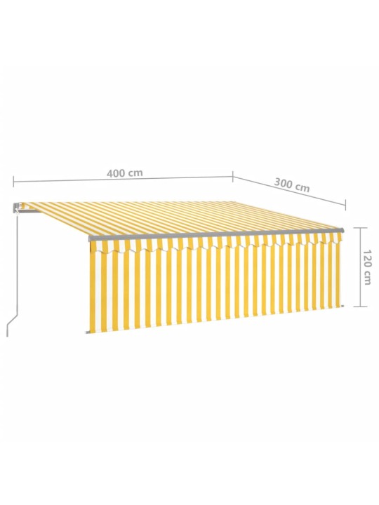 Izvelkama markīze ar žalūziju, led, 4x3m, manuāla, dzeltenbalta
