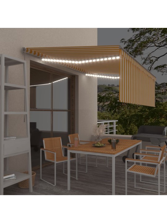 Izvelkama markīze ar žalūziju, led, 4x3m, manuāla, dzeltenbalta
