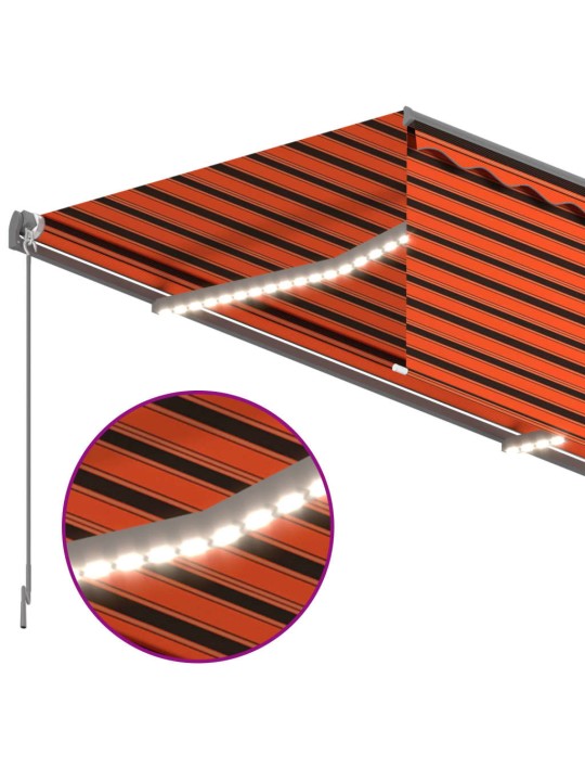Izvelkama markīze ar žalūziju, led, 4x3m, manuāla, oranži brūna