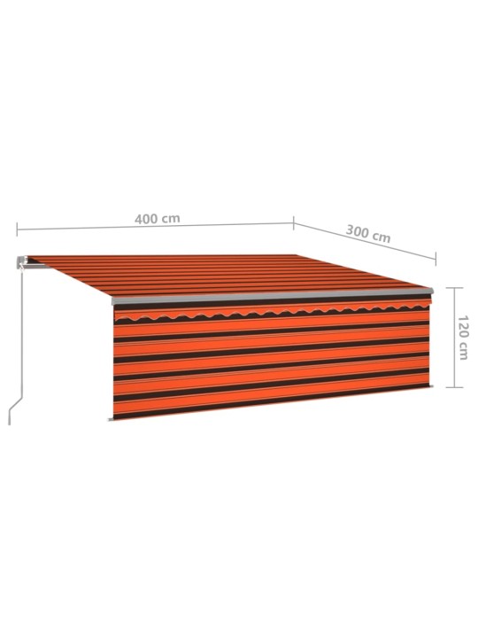 Izvelkama markīze ar žalūziju, led, 4x3m, manuāla, oranži brūna