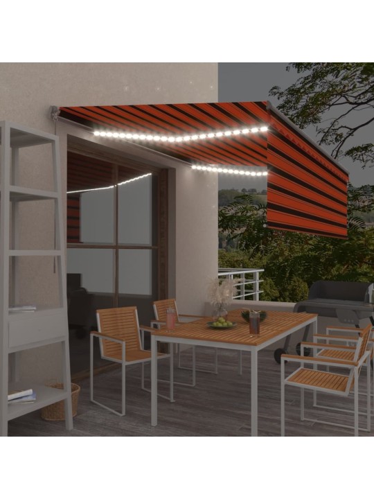 Izvelkama markīze ar žalūziju, led, 4x3m, manuāla, oranži brūna