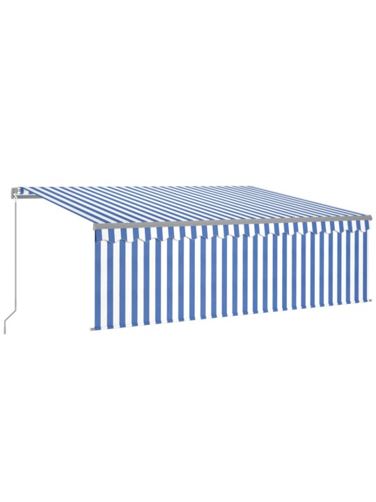 Izvelkama markīze ar žalūziju, led, 4,5x3m, manuāla, zili balta