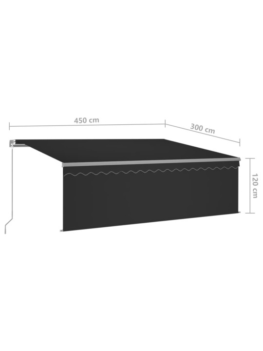 Izvelkama markīze ar žalūziju, led, 4,5x3 m, manuāla, pelēka