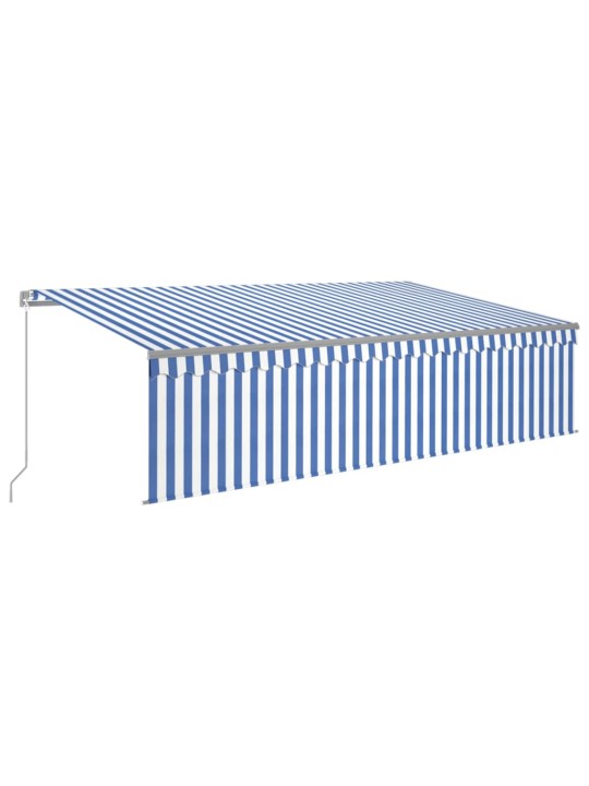 Izvelkama markīze ar žalūziju, 5x3 m, manuāla, zili balta