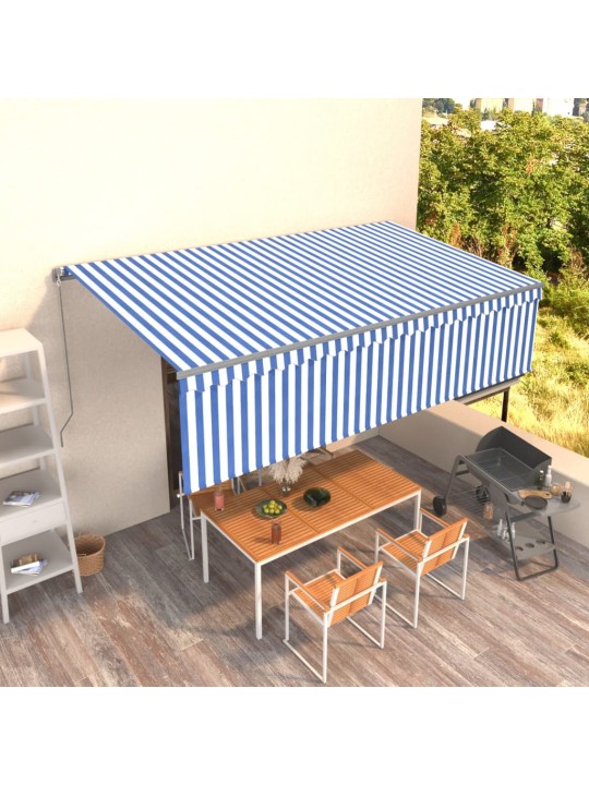 Izvelkama markīze ar žalūziju, 5x3 m, manuāla, zili balta