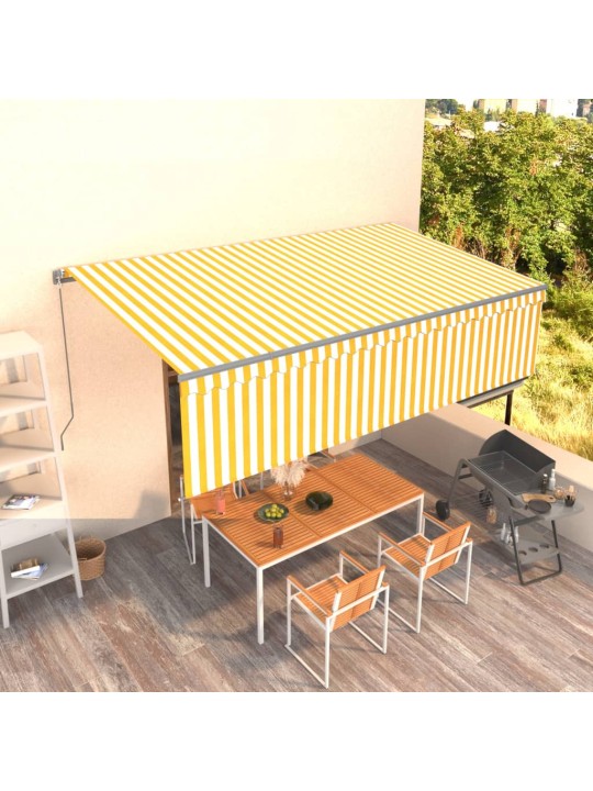 Izvelkama markīze ar žalūziju, 5x3 m, manuāla, dzelteni balta