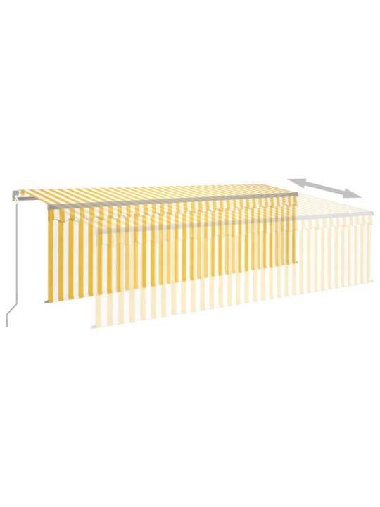 Izvelkama markīze ar žalūziju, led, 5x3m, manuāla, dzeltenbalta