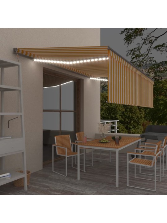 Izvelkama markīze ar žalūziju, led, 5x3m, manuāla, dzeltenbalta
