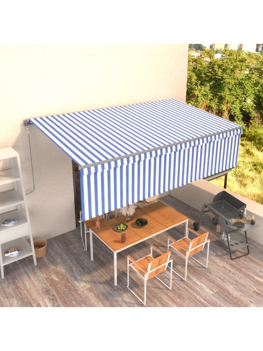 Izvelkama markīze ar žalūziju, 5x3 m, automātiska, zili balta