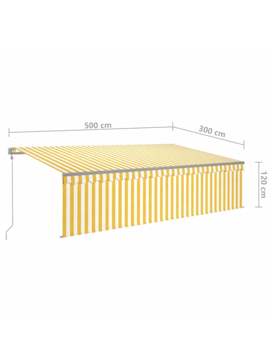 Izvelkama markīze ar žalūziju, 5x3 m, automātiska, dzeltenbalta