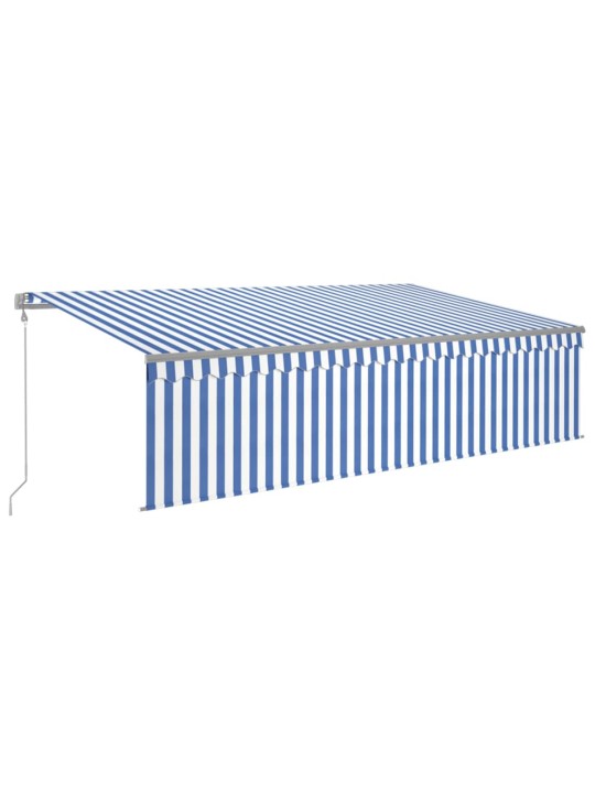 Markīze ar žalūziju, led, vēja sensoru, 5x3 m, zila ar baltu