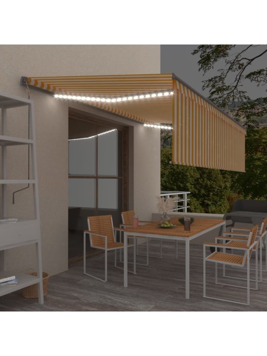 Markīze ar žalūziju, led, vēja sensoru, 5x3 m, dzelteni balta