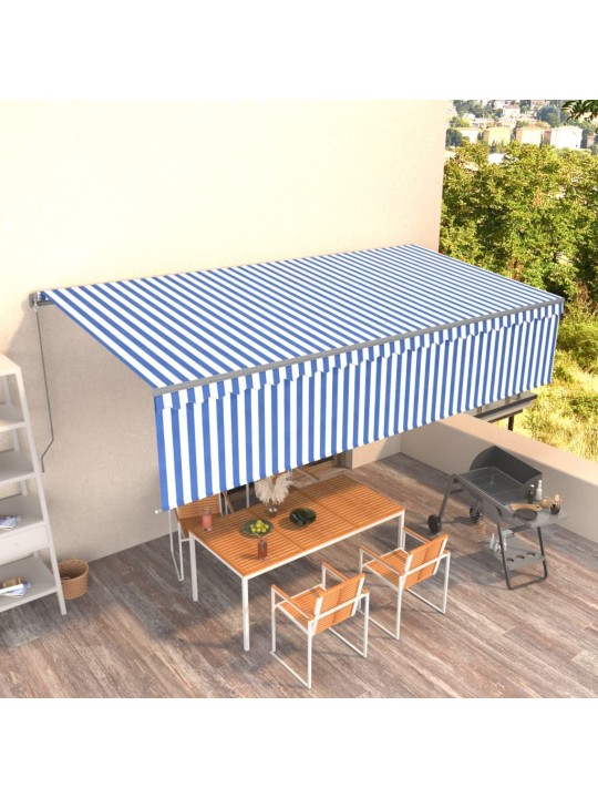 Izvelkama markīze ar žalūziju, 6x3 m, manuāla, zili balta