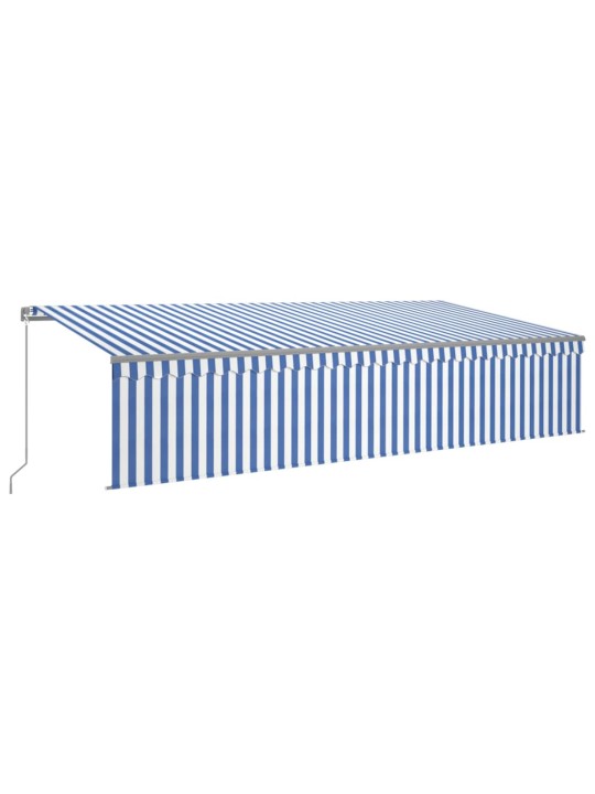 Izvelkama markīze ar žalūziju, led, 6x3 m, manuāla, zili balta